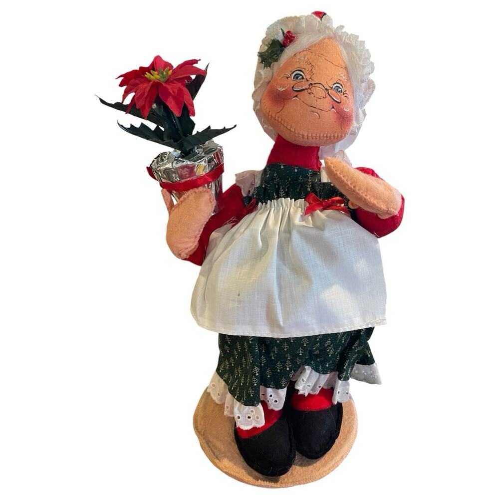 Annalee 1992 Mrs. Claus / Grandmother Doll w/ Poinsettia 18” Vintage Christmas